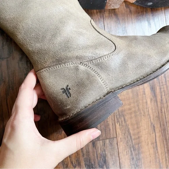 Frye • Shirley OTK Boots over the knee tall suede leather Ash Gray taupe - Picture 11 of 15